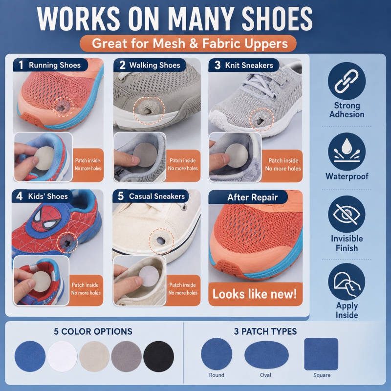 🔧 Alte Sneaker, neuer Look! – Selbstklebende Flicken für Löcher & Abnutzung – perfekte Farbe, einfaches Aufbügeln – ohne Nähen!