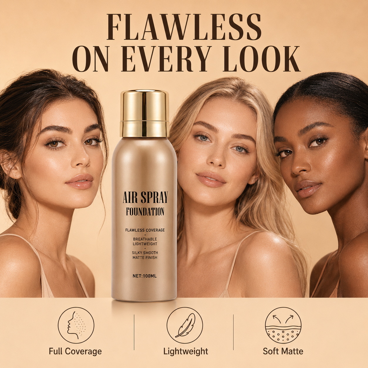 ⏰Jetzt 50 % Rabatt!✨💧 Air-Spray-Foundation – wasserfest, atmungsaktiv & langanhaltend – samtiges Finish, einfach aufgesprüht – für jeden Hauttyp