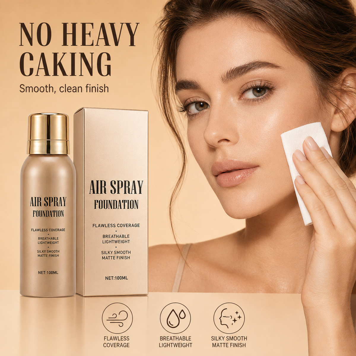 ⏰Jetzt 50 % Rabatt!✨💧 Air-Spray-Foundation – wasserfest, atmungsaktiv & langanhaltend – samtiges Finish, einfach aufgesprüht – für jeden Hauttyp