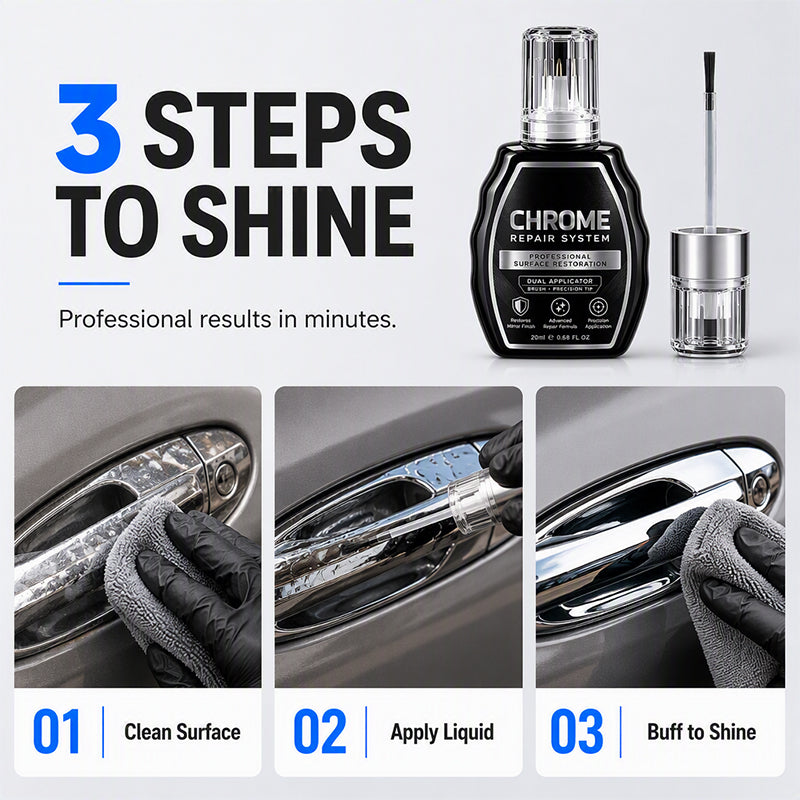 🥳HEISSER SALE 2026🥳💞50.000+ VERKAUFT! ✨🚗 Chrom-Restaurierungs-Set – Entfernt Oxidation & bringt metallischen Hochglanz | Premium Qualität