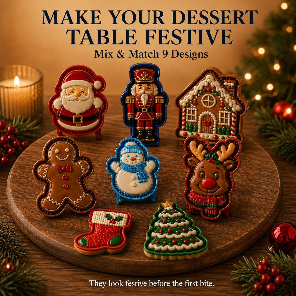 🔥🎁 🥳🎄 Weihnachtliches geprägtes Mini‑Kuchenförmchen‑Set | 8 festliche Motive für die Weihnachtsbäckerei