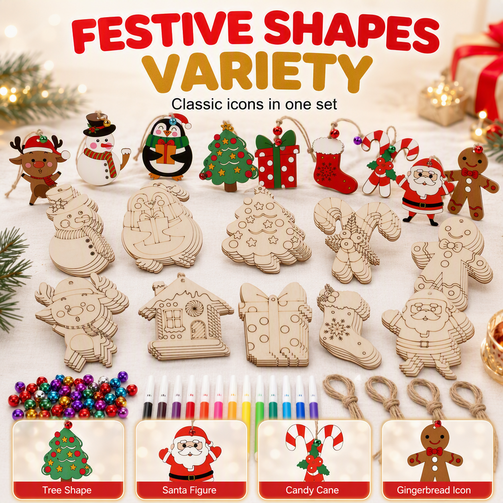 🔥 Zeitlich begrenzt! ✨DIY-Holzanhänger-Bastelset – mit Stiften & Glöckchen – kreativer Weihnachtsspaß für Kinder & Familie 🎄