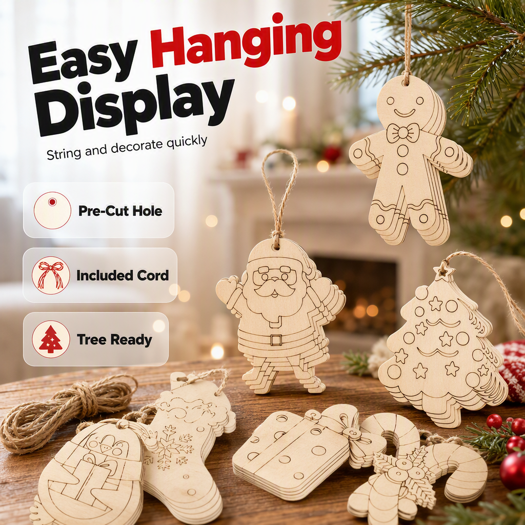 🔥 Zeitlich begrenzt! ✨DIY-Holzanhänger-Bastelset – mit Stiften & Glöckchen – kreativer Weihnachtsspaß für Kinder & Familie 🎄