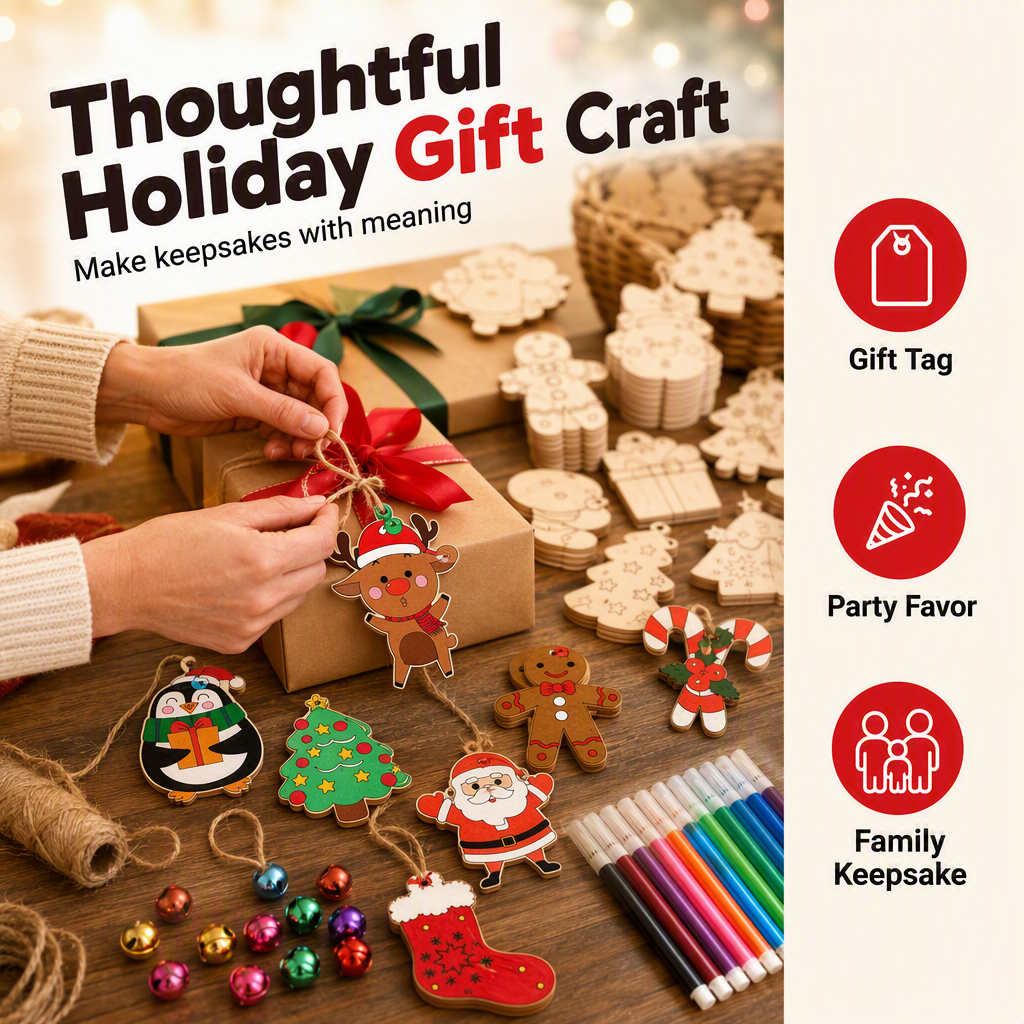 🔥 Zeitlich begrenzt! ✨DIY-Holzanhänger-Bastelset – mit Stiften & Glöckchen – kreativer Weihnachtsspaß für Kinder & Familie 🎄
