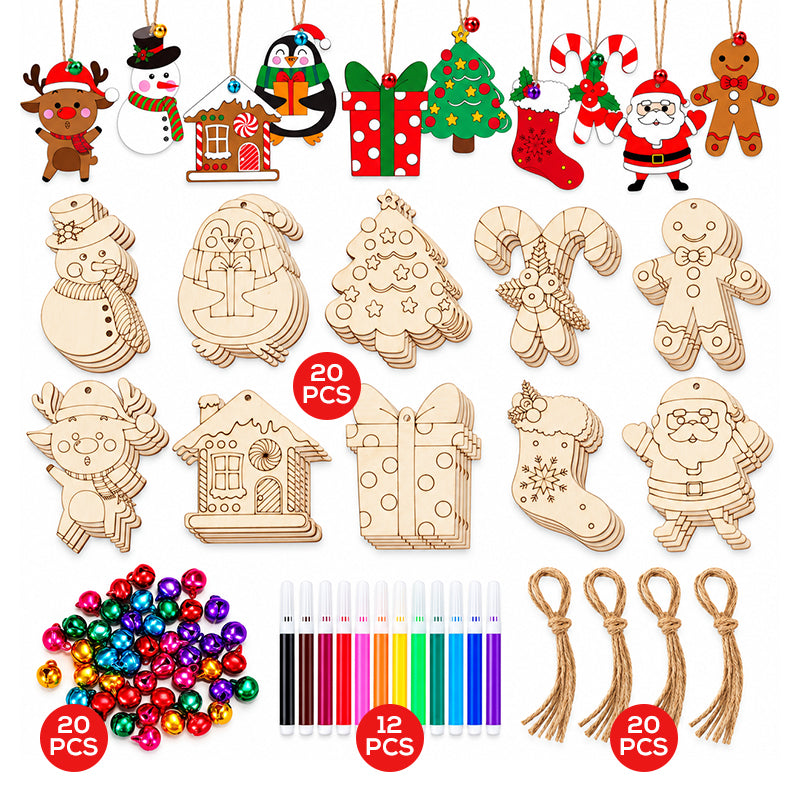 🔥 Zeitlich begrenzt! ✨DIY-Holzanhänger-Bastelset – mit Stiften & Glöckchen – kreativer Weihnachtsspaß für Kinder & Familie 🎄