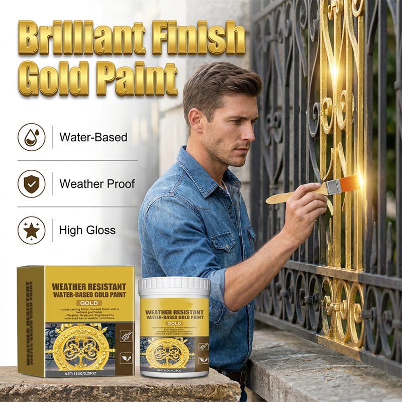 🎨 Goldglanz, der draußen hält! – Wetterbeständige Goldfarbe auf Wasserbasis – ideal für Deko, Möbel & Metall – geruchsarm, einfach zu streichen & für innen & außen 🏠✨