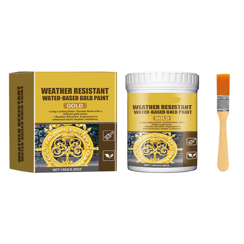 🎨 Goldglanz, der draußen hält! – Wetterbeständige Goldfarbe auf Wasserbasis – ideal für Deko, Möbel & Metall – geruchsarm, einfach zu streichen & für innen & außen 🏠✨