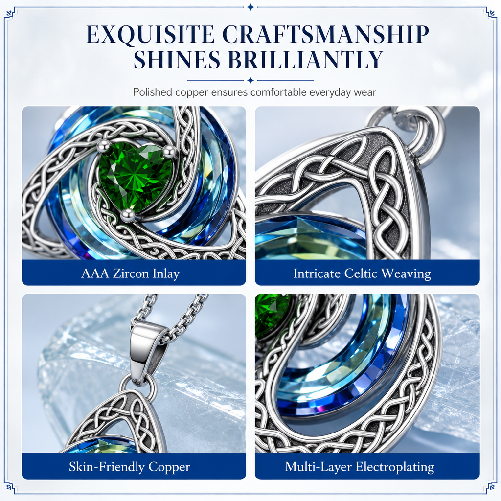 💜50% RABATT✨Keltische Knoten-Halskette mit Monatsstein und Herzanhänger, elegantes Geschenk für Frauen💫