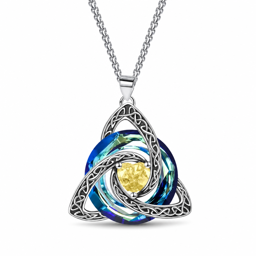 💜50% RABATT✨Keltische Knoten-Halskette mit Monatsstein und Herzanhänger, elegantes Geschenk für Frauen💫