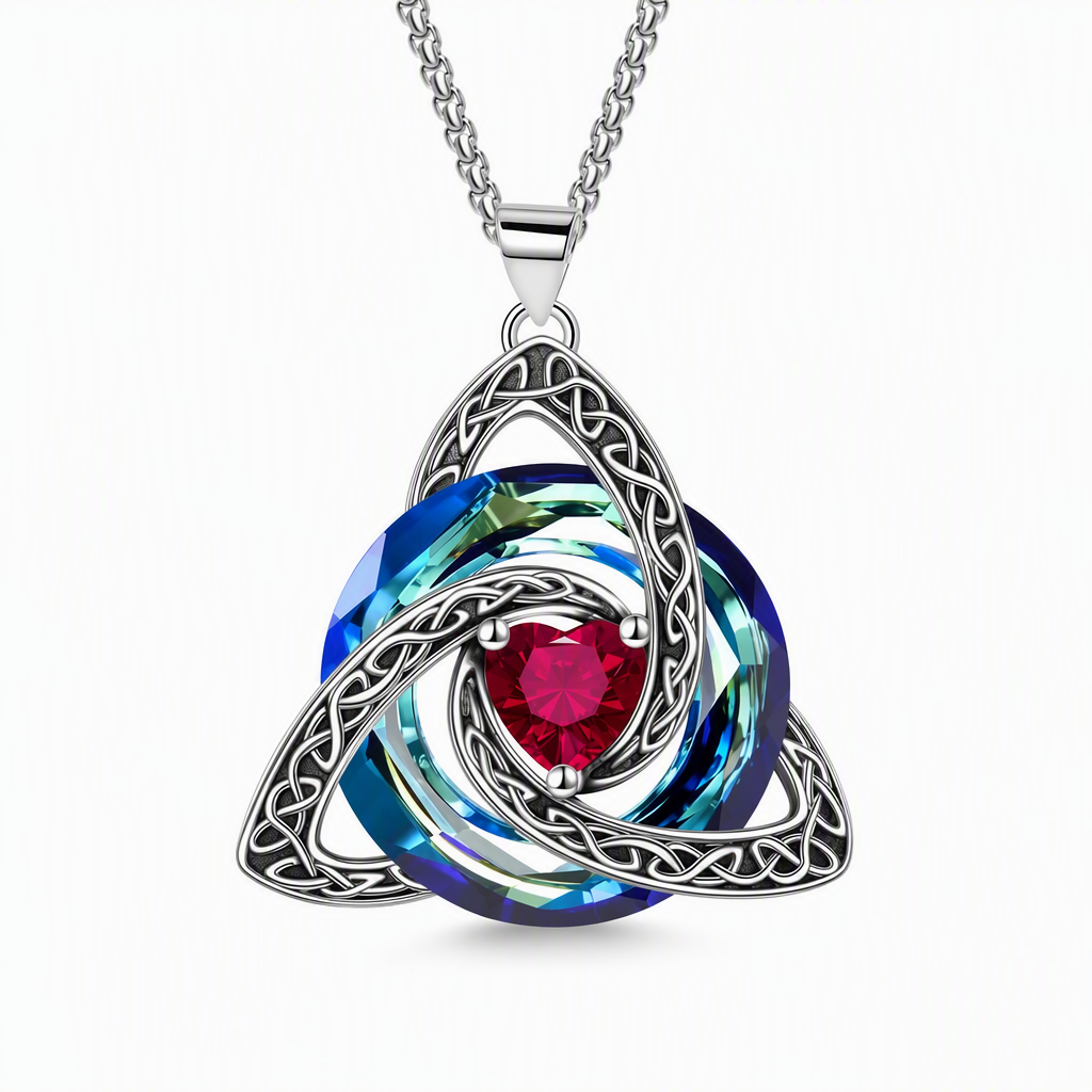 💜50% RABATT✨Keltische Knoten-Halskette mit Monatsstein und Herzanhänger, elegantes Geschenk für Frauen💫