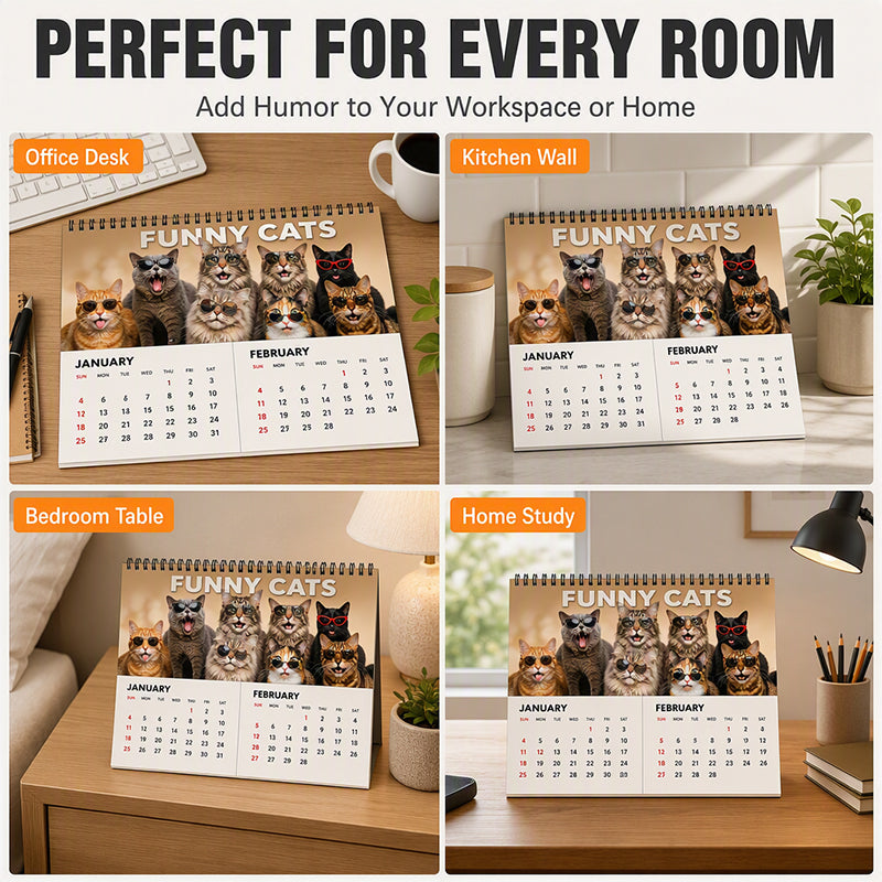 🐱 JETZT 50% RABATT! 2027 Lustiger Katzen-Wandkalender – Humorvoller Kitty-Foto-Schreibtischkalender, großes monatliches Raster, Doppelspiralbindung, niedliche Katzenkunstdekoration für Zuhause und Büro
