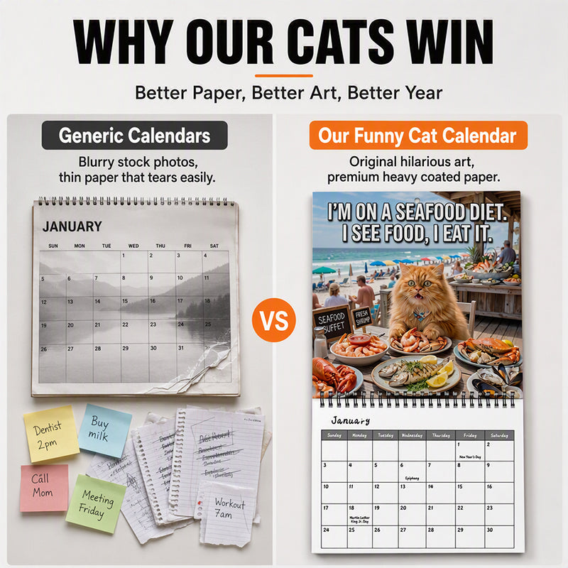 🐱 JETZT 50% RABATT! 2027 Lustiger Katzen-Wandkalender – Humorvoller Kitty-Foto-Schreibtischkalender, großes monatliches Raster, Doppelspiralbindung, niedliche Katzenkunstdekoration für Zuhause und Büro