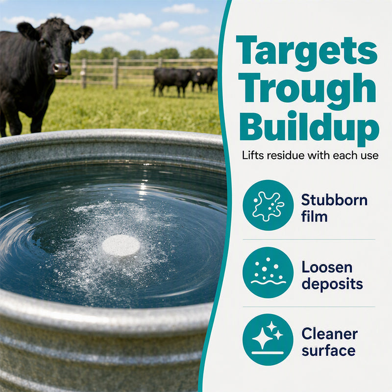🚜💧 Algen & Schleim im Tränkwasser? – Schnellauflösende Reinigungstabletten für Viehtränken – sauberes Wasser ohne Schrubben, einfach hineingeben 🐄✨