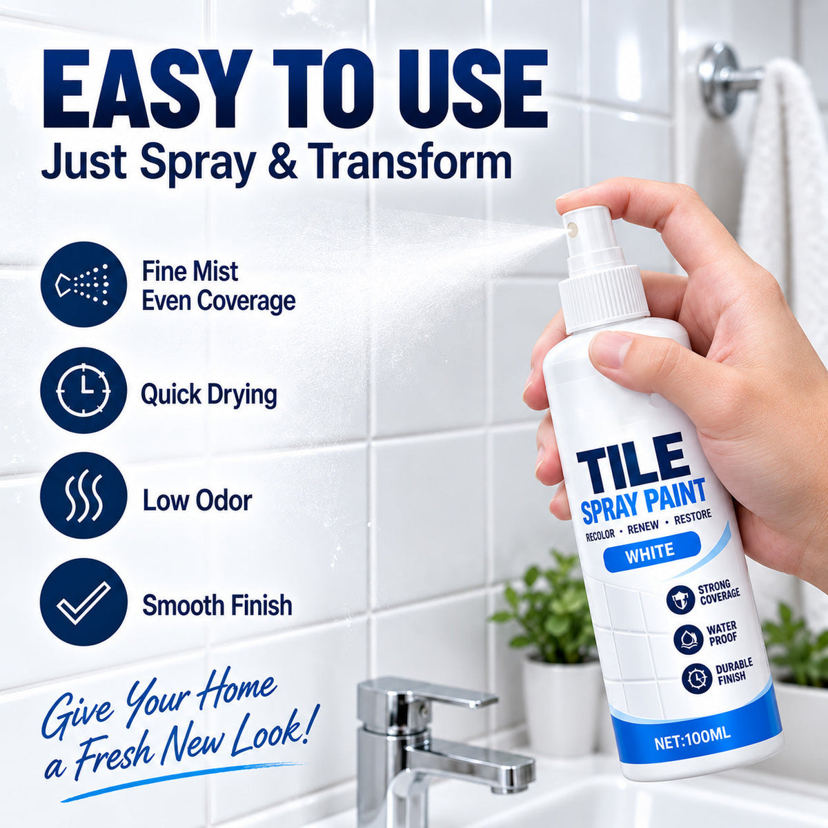 🎨 Alte Fliesen? Einfach neu ansprühen! – Fliesen-Auffrischungs-Spray – 100 ml, 3 Farben – für Bad, Küche & Fliesen – schnell & unkompliziert ✨