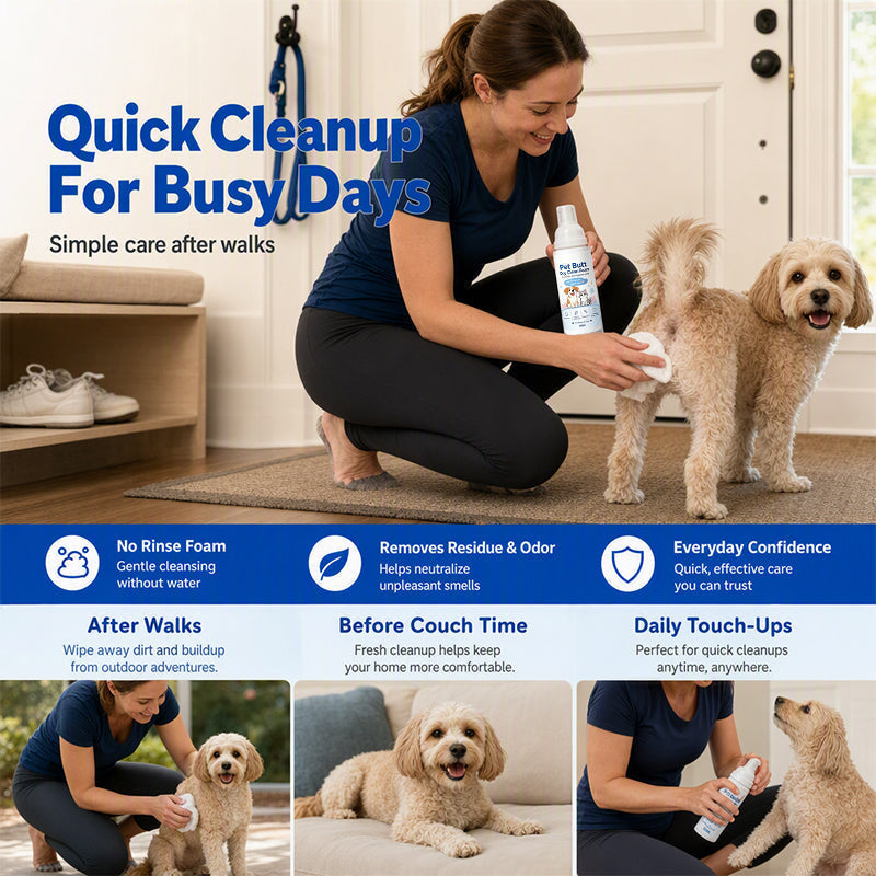 🧼 Po sauber ohne Wasser! – Trockenreinigungsschaum für Hunde & Katzen – einfach auftragen, abwischen, fertig – ohne Abspülen 🐾✨
