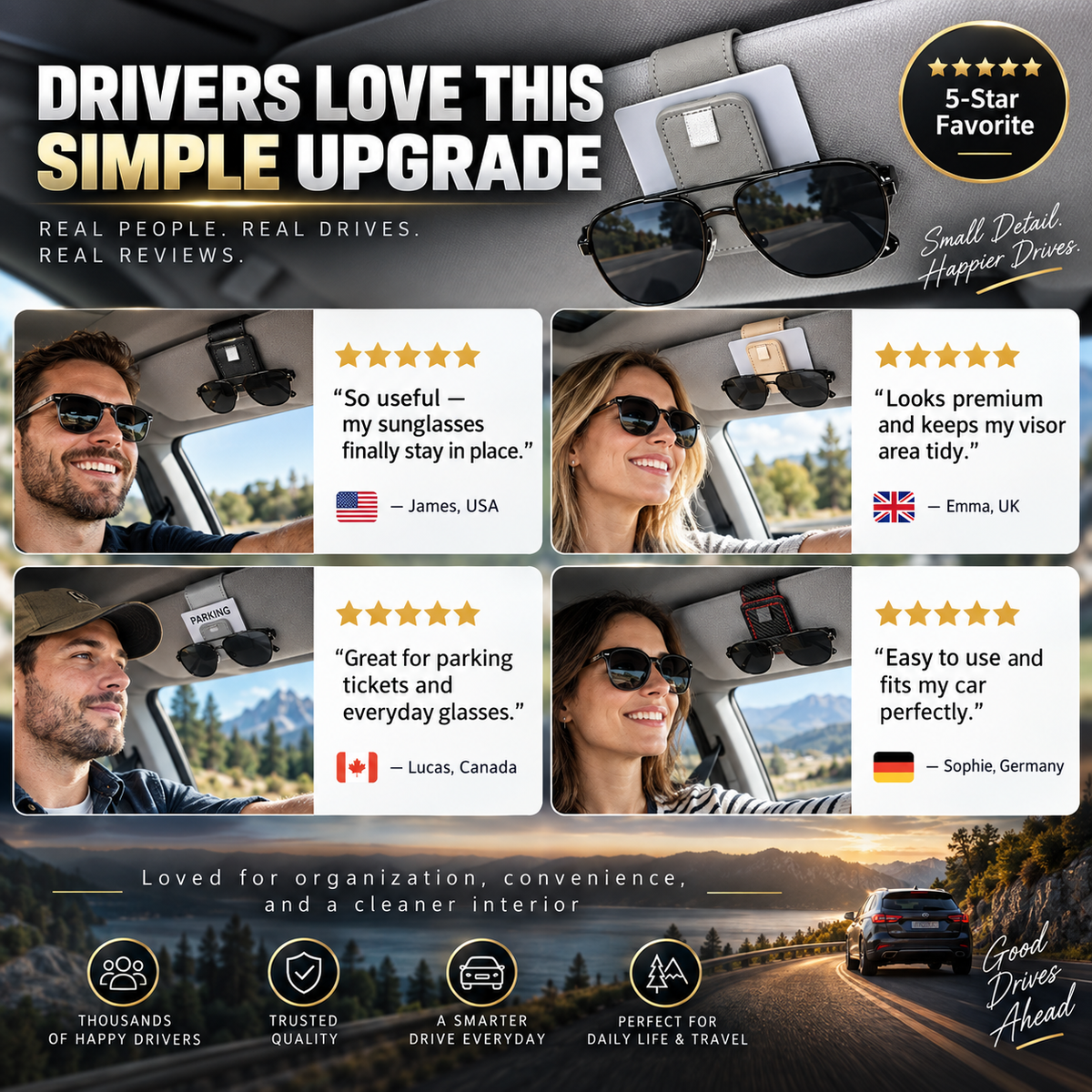 🕶️ Brille im Auto immer griffbereit! – Brillenhalter-Clip für die Sonnenblende – kein Suchen, kein Kratzen, keine verrutschte Brille – einfach anclipsen & fertig 🚗✨
