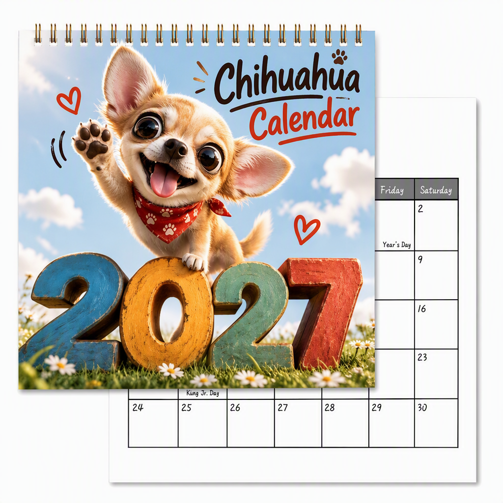 🐕 50% RABATT! 🗓️ Chihuahua 12-Monats-Kalender – Süß & dekorativ ✨