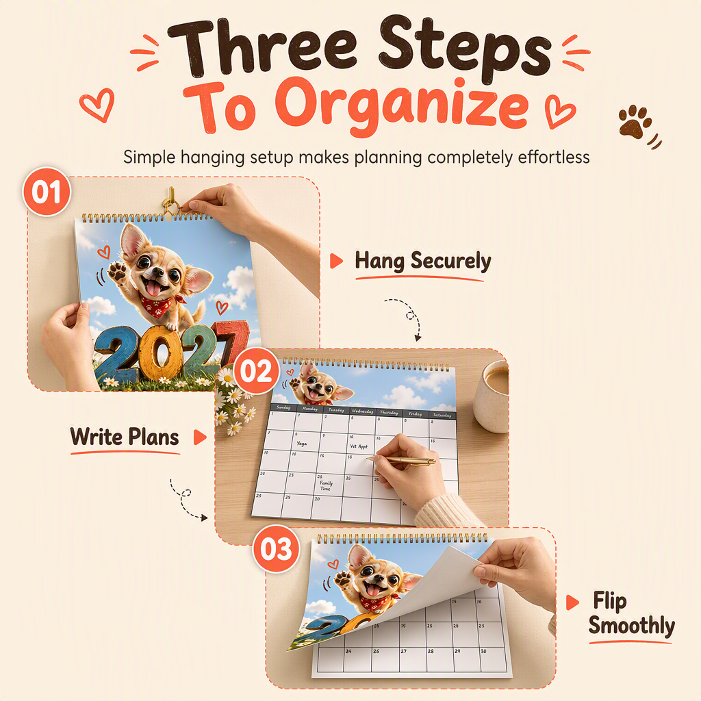 🐕 50% RABATT! 🗓️ Chihuahua 12-Monats-Kalender – Süß & dekorativ ✨
