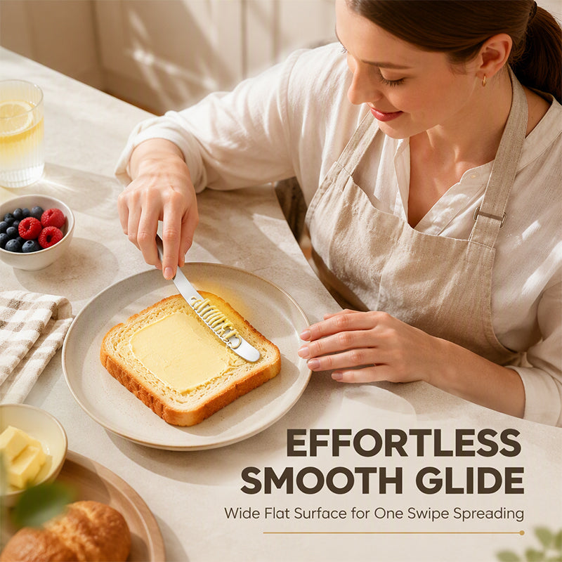 ✨ Ein Messer, drei Funktionen! – Professionelles 3-in-1 Butter- & Streichmesser aus 304-Edelstahl – schneiden, streichen & verteilen mühelos – perfekt für Frühstück & Brotzeit 🔪