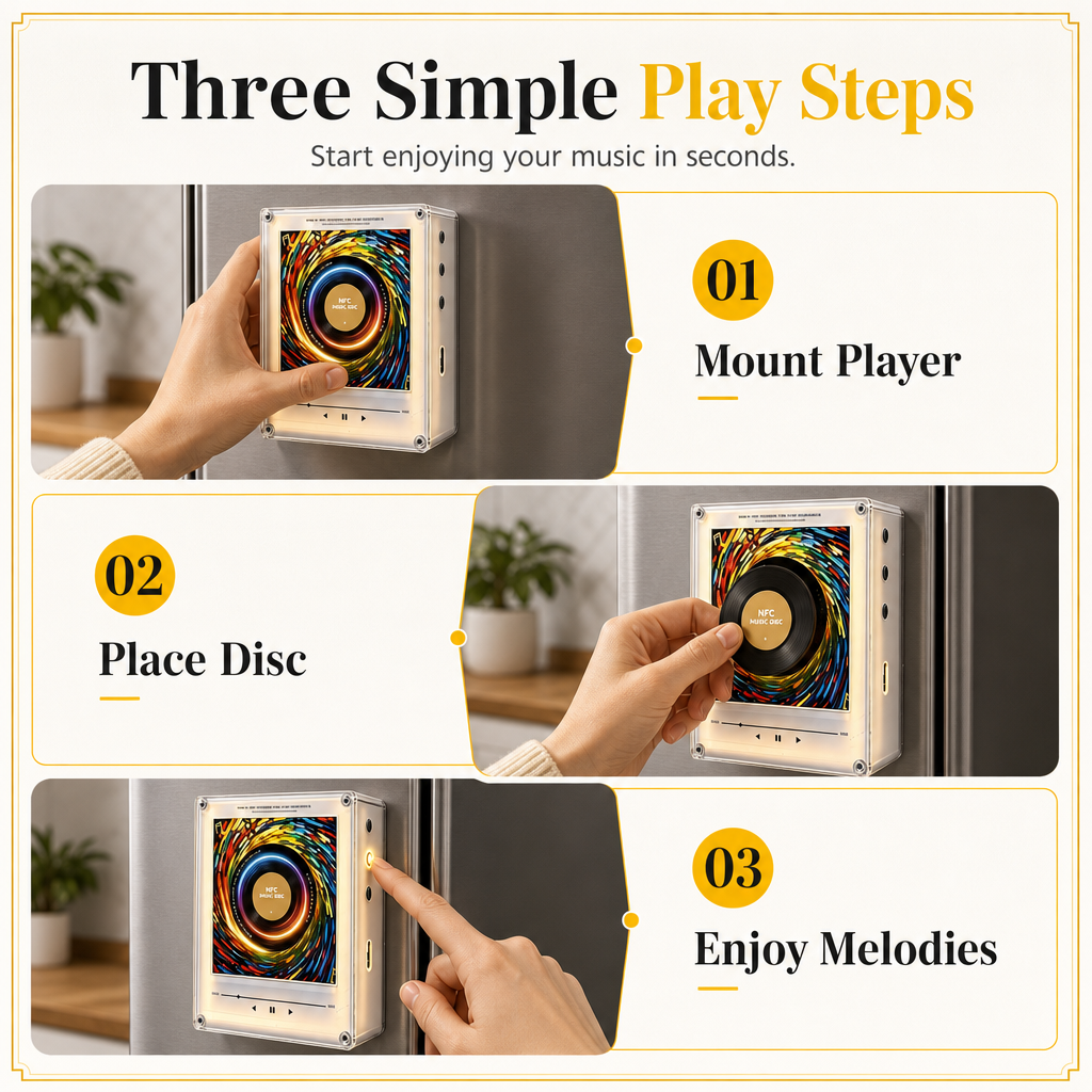 🔥🎄2026 Neuheit!! 🎅🎃Weihnachts-Kühlschrankmagnet-Set im Schallplattenspieler-Design mit NFC-Musikbox