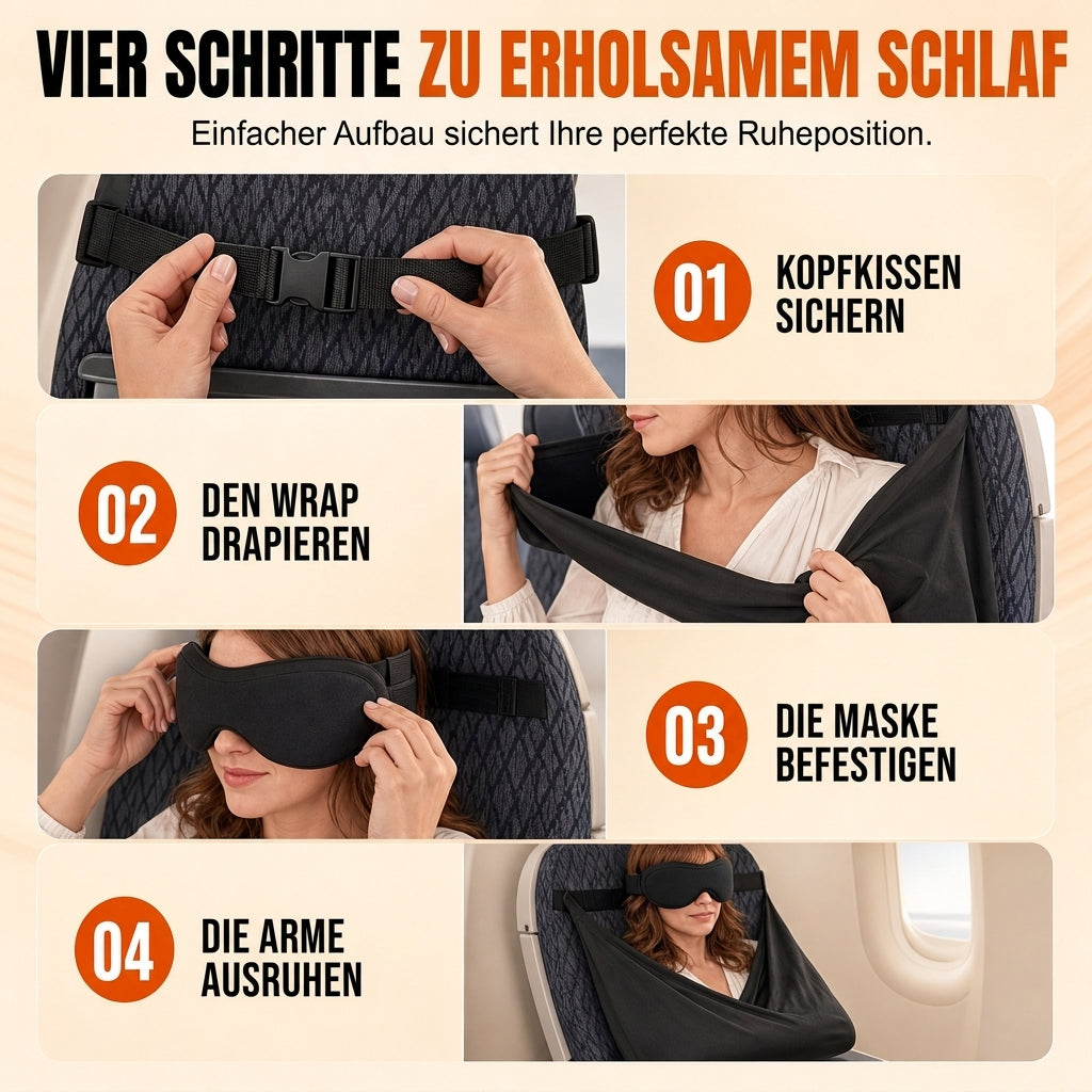 ⏰Set aus integriertem Memory-Foam-Reisekissen und 3D-abdunkelnder Schlafmaske zur Nackenstütze auf Reisen