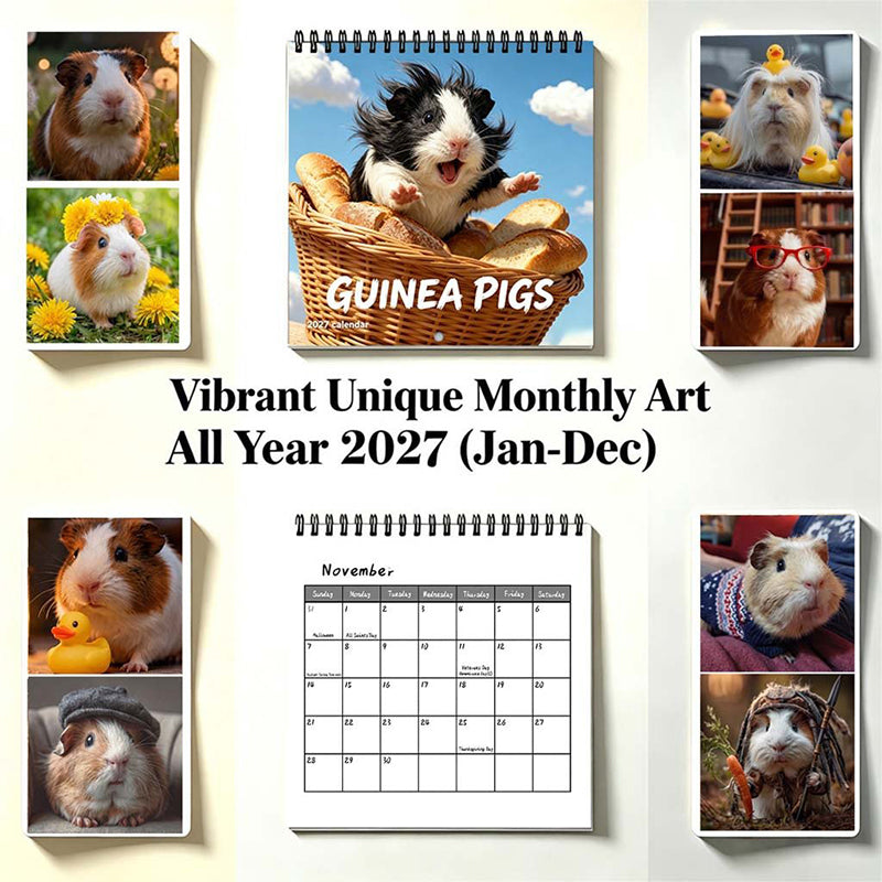 🗓️🔥2027 Lustiger, niedlicher Meerschweinchen-Wandkalender