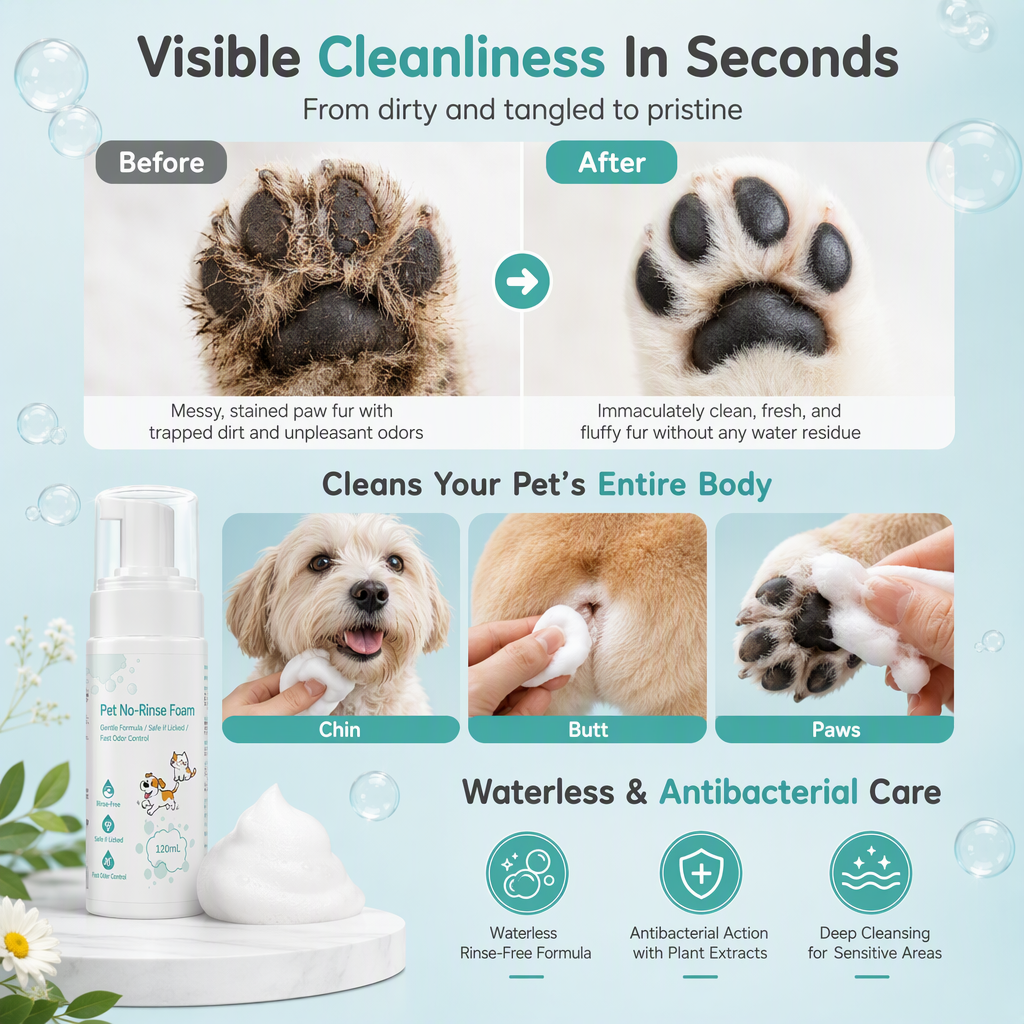 🐾 50% RABATT! 🧼 Trockenschaum ohne Abspülen – Für Katzen & Hunde ✨