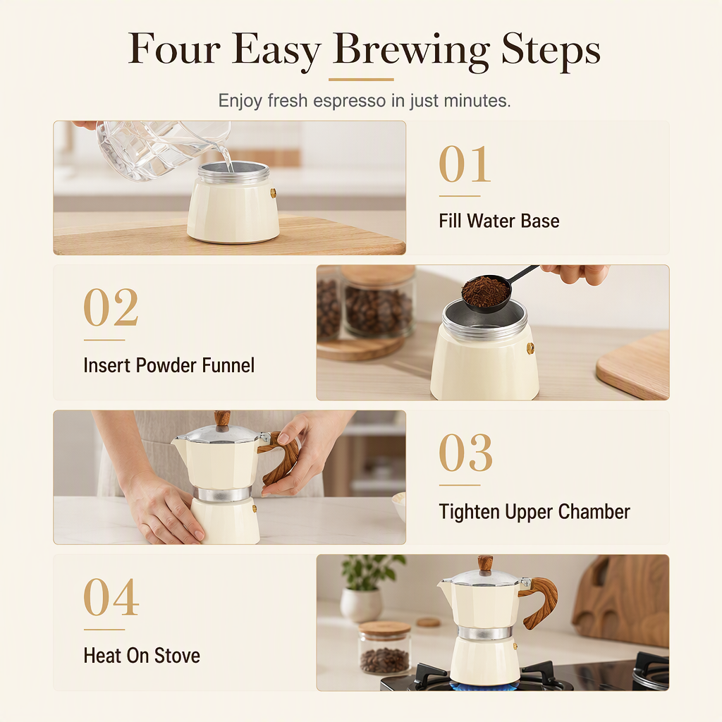 ☕ Klassischer Espressokocher – italienisch, für Zuhause & ideal als Moka-Kanne