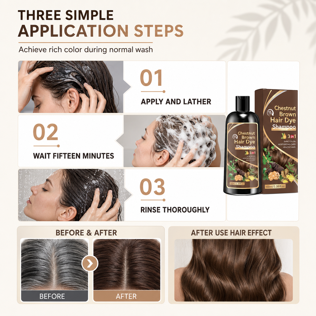⚡ Pflanzliches 3-in-1-Haarfärbe-Shampoo – färbt, pflegt & reinigt – sanft & einfach 🌿