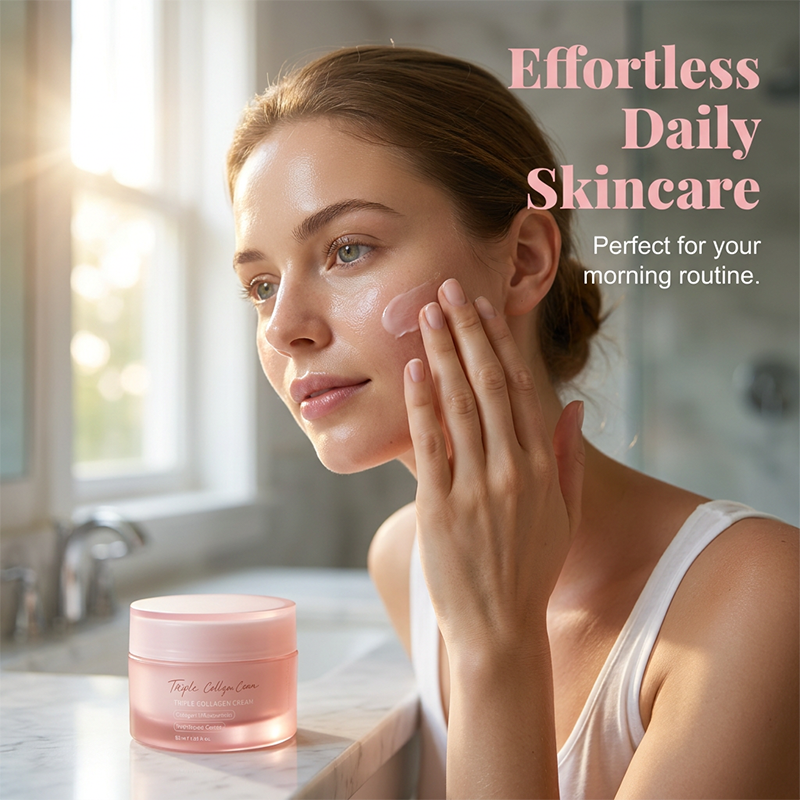 💧 Trockene & schlaffe Haut? – Straffende Feuchtigkeitscreme mit Dreifach-Kollagen – hydratisiert tief, unterstützt die Elastizität & sorgt für ein glatteres Hautbild ✨