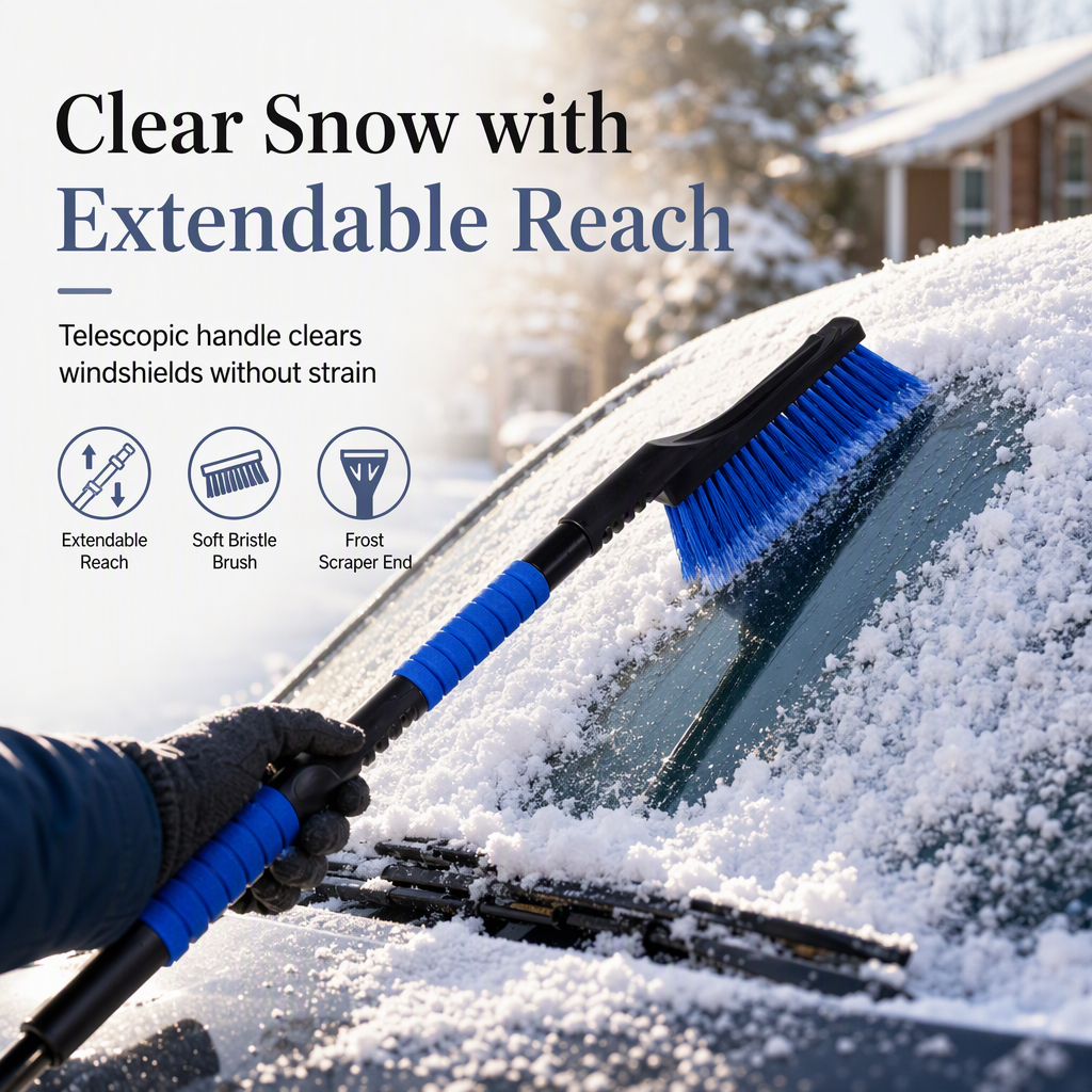 🚗 Schnee & Eis? Kein Problem! – Ausziehbare Auto-Schneeschaufel mit Schneebürste & Eiskratzer – multifunktional, teleskopierbar & immer griffbereit – ideal für den Winter ❄️✨