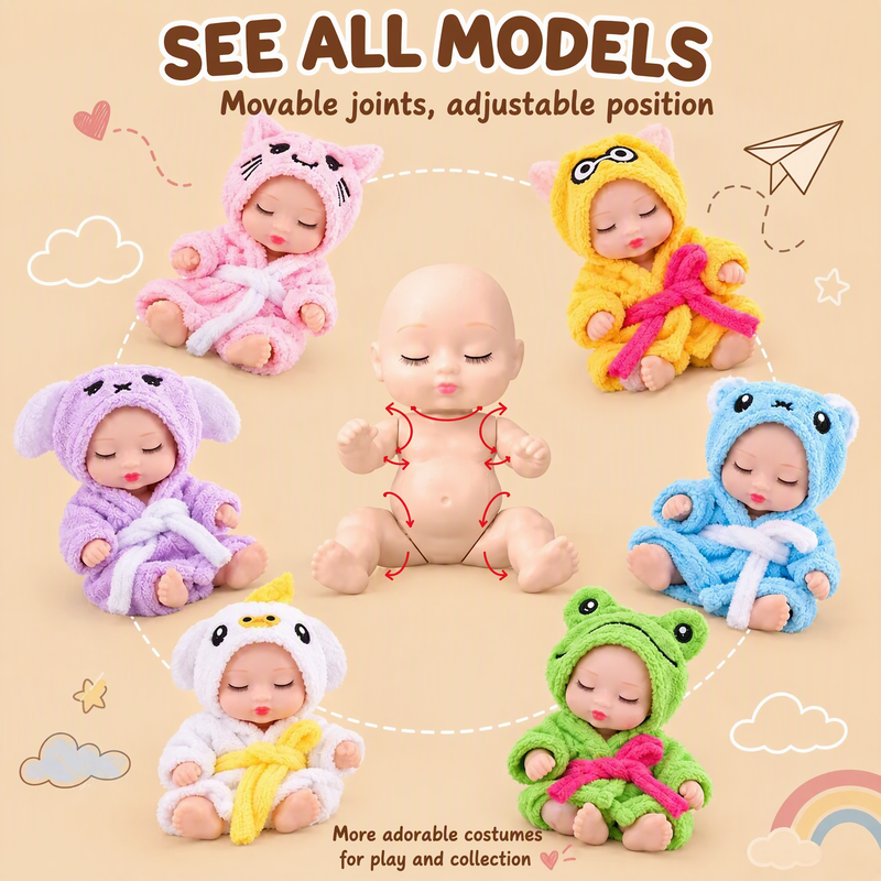 ⏳Zeitlich begrenztes Angebot⏳ Mini-Reborn-Babypuppe mit schlafendem Gesicht – 6 Tiermotive zur Auswahl