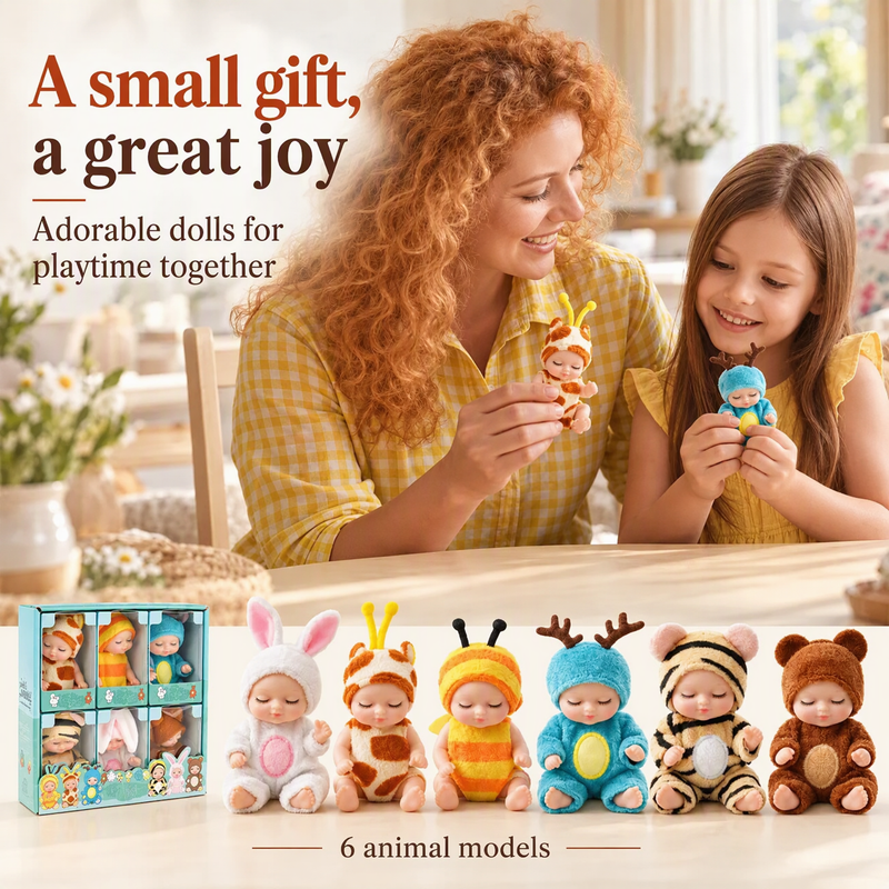 ⏳Zeitlich begrenztes Angebot⏳ Mini-Reborn-Babypuppe mit schlafendem Gesicht – 6 Tiermotive zur Auswahl
