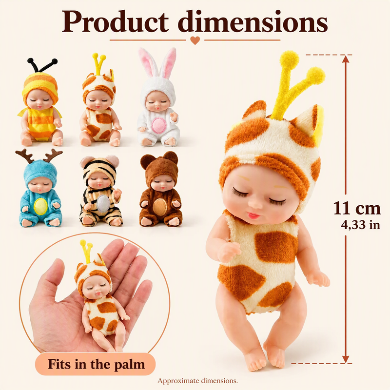 ⏳Zeitlich begrenztes Angebot⏳ Mini-Reborn-Babypuppe mit schlafendem Gesicht – 6 Tiermotive zur Auswahl