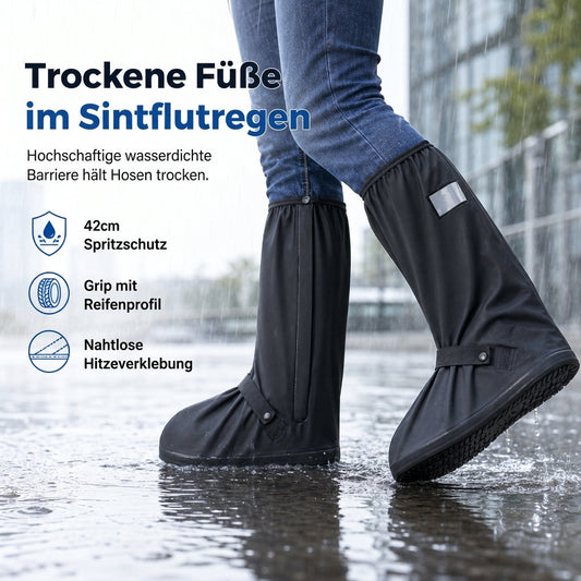 🌧️ Regen? Keine nassen Füße mehr! – Wasserdichte Silikon-Überschuhe mit hohem Schaft – rutschfest, dehnbar & einfach überziehen ✨