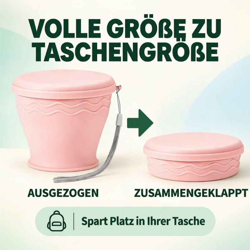 🎒 Nie wieder sperrige Trinkbecher! – Faltbarer Silikon-Reisebecher – einfach zusammenklappen, platzsparend verstauen & überall mitnehmen ✨☕