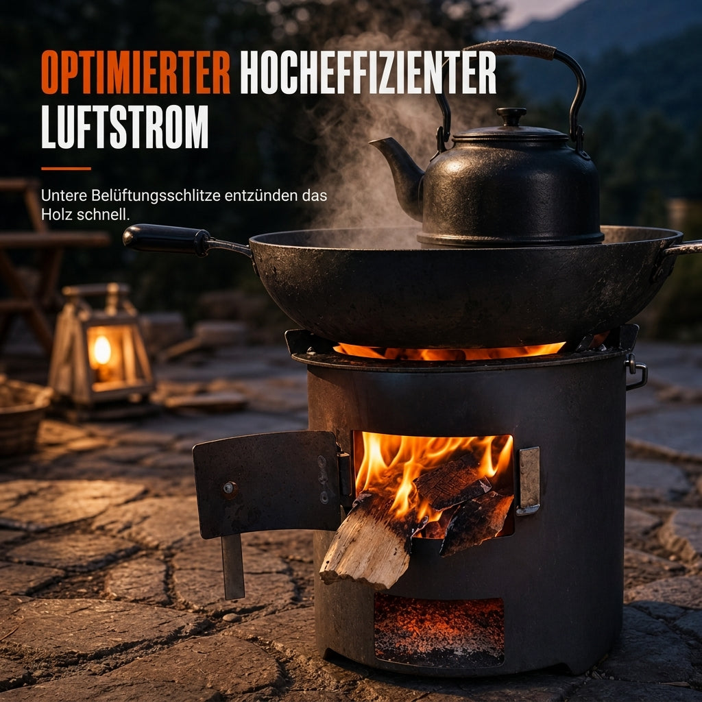🔥 50 % RABATT! ⛺ Multifunktionaler tragbarer Holz- & Holzkohleofen – rostbeständig, Camping, BBQ & Heizung ✨