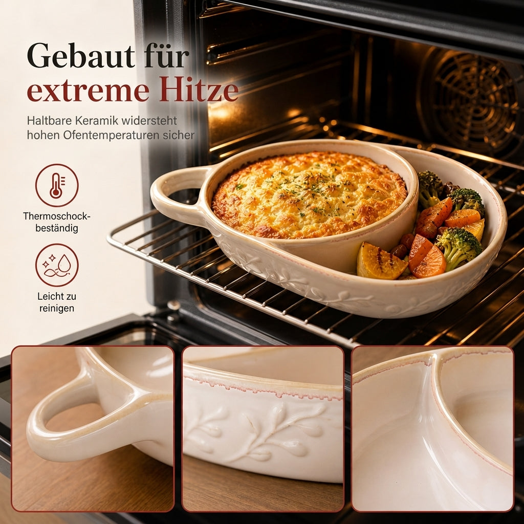 ✨🎉85000+ Mal verkauft!🎁🍽️Retro Keramik-Auflaufform mit Einzelgriff – Schadstofffrei backen & sicher servieren