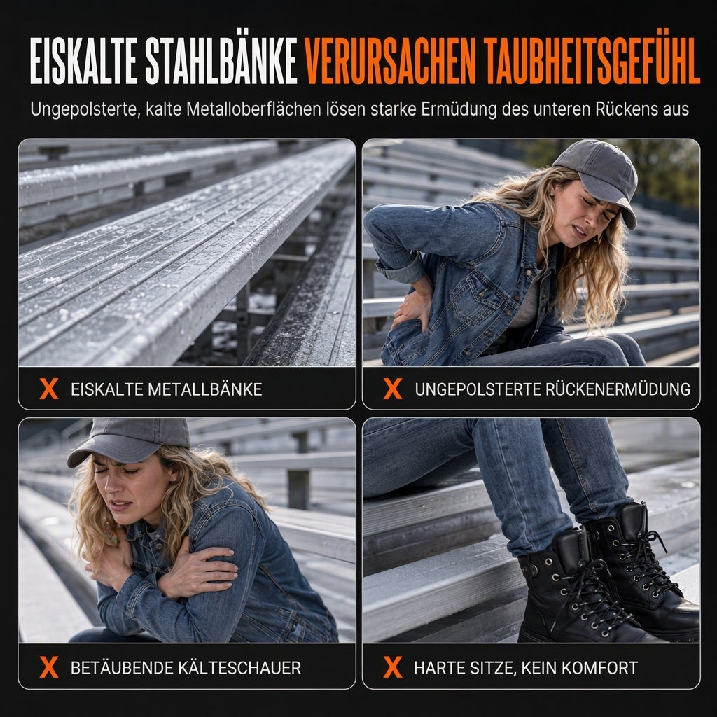 Tragbarer beheizbarer Stadion Sitz Klappbarer Tribünenstuhl mit Rucksackgurten Wasserdichtes, abriebfestes Kissen für Outdoor-Angeln und Sport
