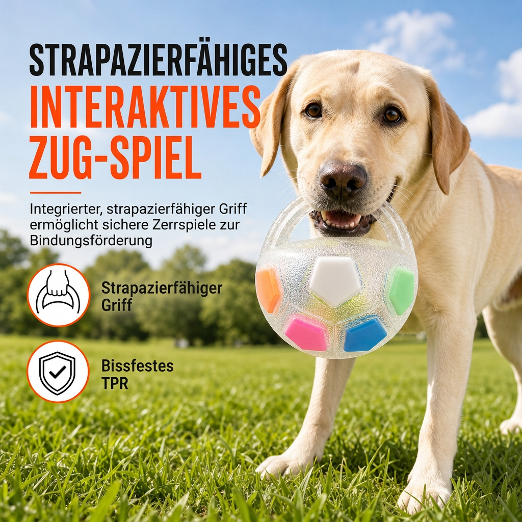 ⚽ 50 % RABATT! 🐶 Interaktiver Fußball-Hundespielball mit Grifflaschen, ideal für gemeinsames Spielen im Freien ✨