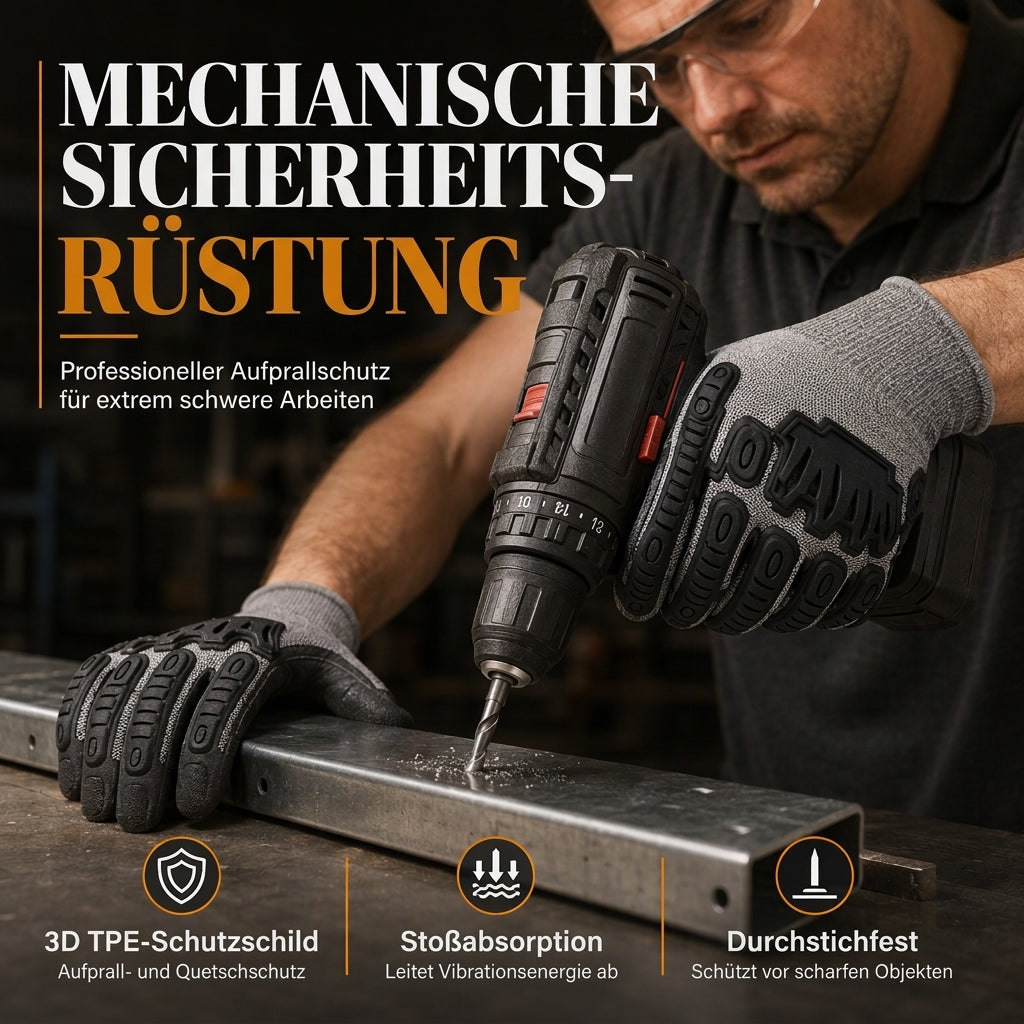 🧤 Verdickte, stoßfeste Arbeitshandschuhe – Maximaler Schutz für harte Arbeiten – Stoßdämpfend, rutschfest & langlebig – Ideal für Bau, Werkstatt, Garten & Industrie – Volle Fingerbeweglichkeit bei hoher Sicherheit 🛠️
