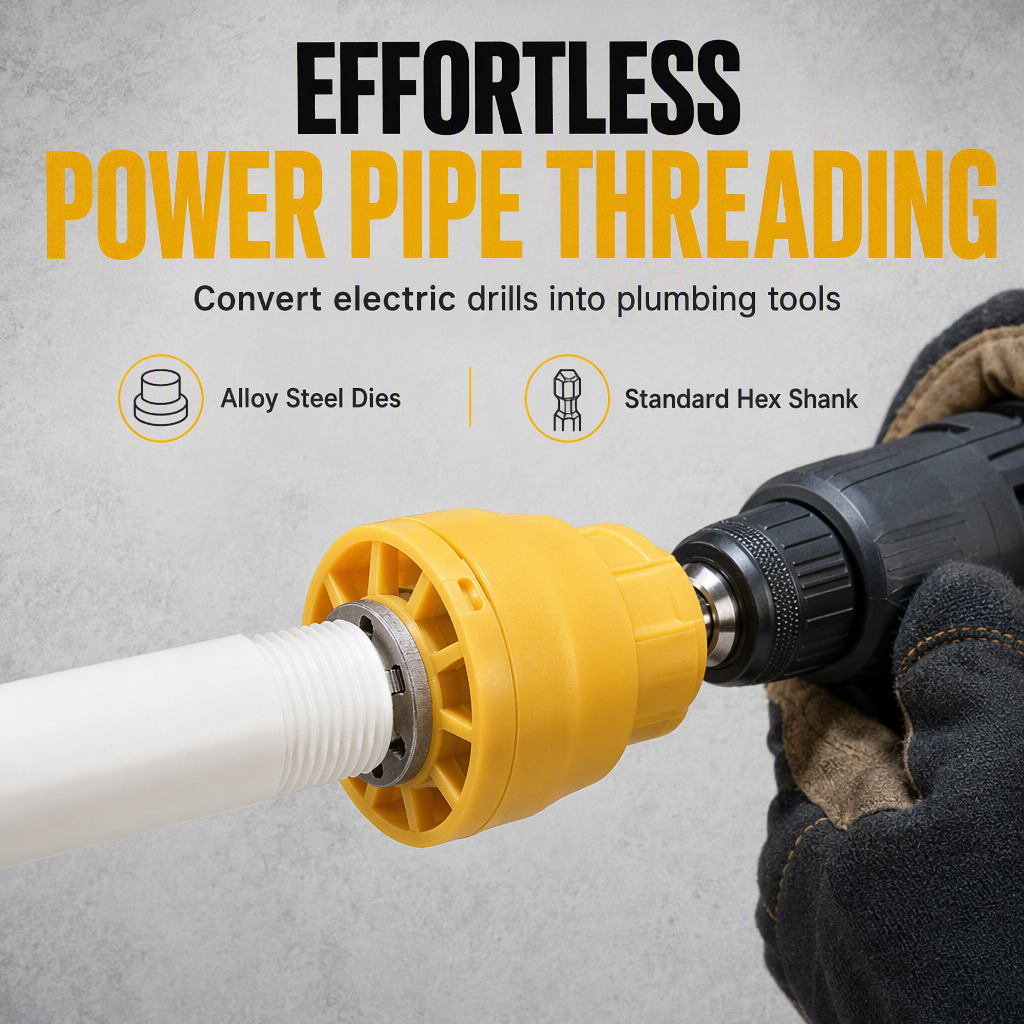🔧 Kein teures Spezialwerkzeug nötig! – Gewindeschneid-Adapter-Set für Elektrobohrer – einfach aufsetzen & Gewinde in PPR- & Kunststoffrohre schneiden – ideal für Sanitär & Reparaturen ✨