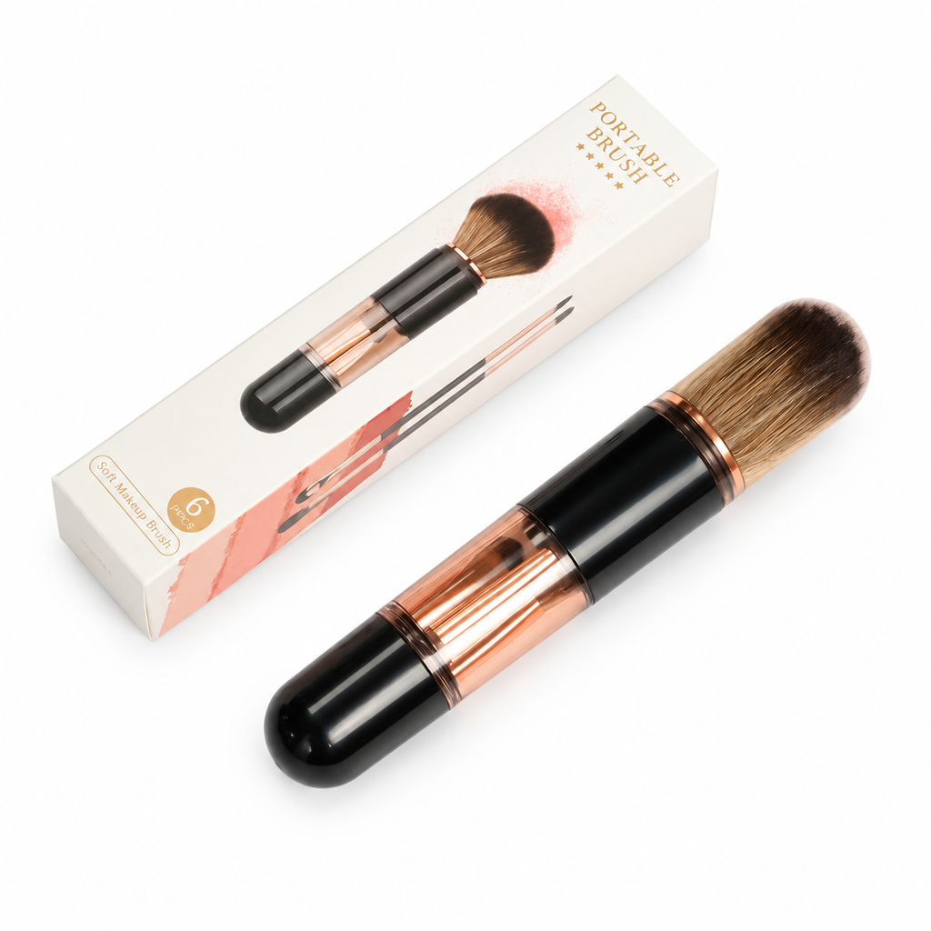 ⏳Zeitlich begrenztes Angebot⏳ 6-in-1-Reise-Make-up-Pinselset – einziehbare Kosmetik-Kapsel mit Puder-, Rouge- und Silikon-Lippenpinsel