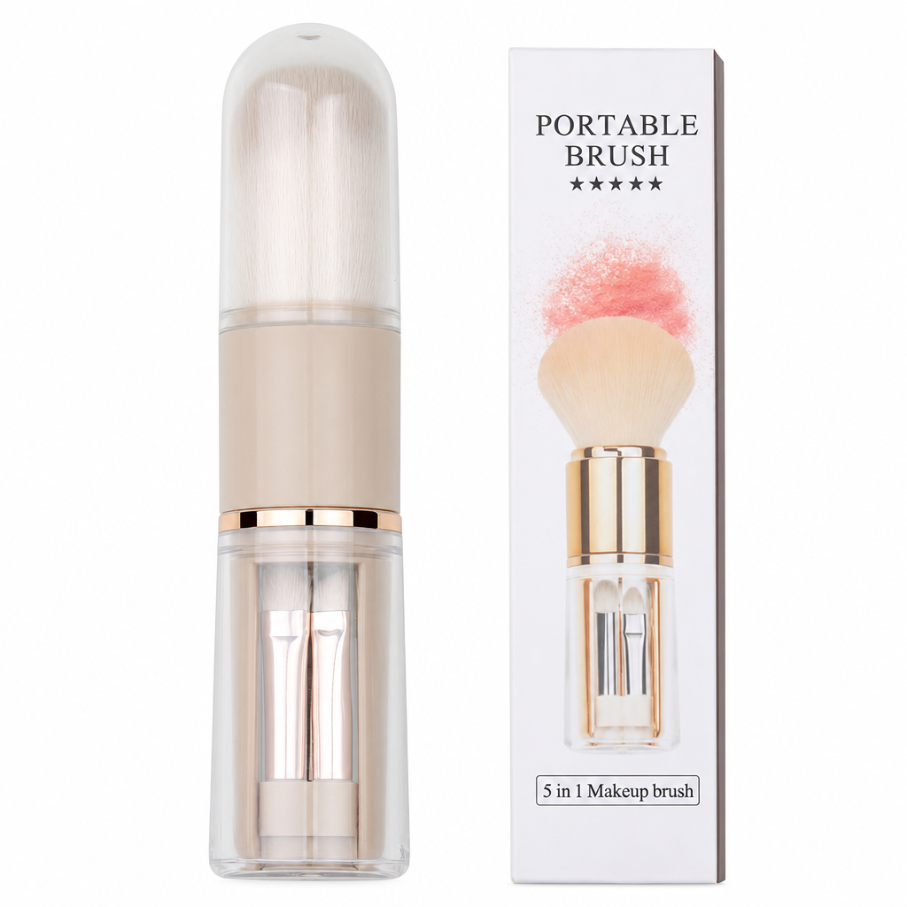 ⏳Zeitlich begrenztes Angebot⏳ 6-in-1-Reise-Make-up-Pinselset – einziehbare Kosmetik-Kapsel mit Puder-, Rouge- und Silikon-Lippenpinsel