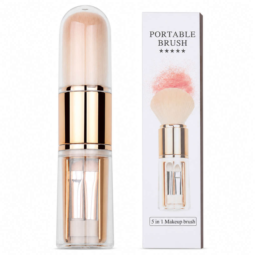⏳Zeitlich begrenztes Angebot⏳ 6-in-1-Reise-Make-up-Pinselset – einziehbare Kosmetik-Kapsel mit Puder-, Rouge- und Silikon-Lippenpinsel