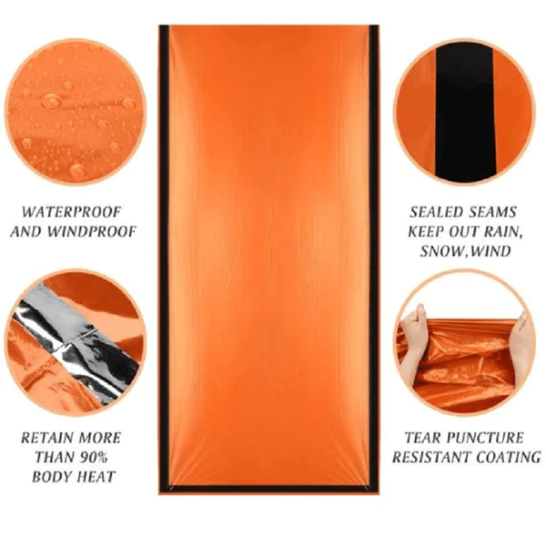 ⚡ Notfall-Thermo-Schlafsack – leicht, kompakt & wärmend für Outdoor & Notfälle 🏕️