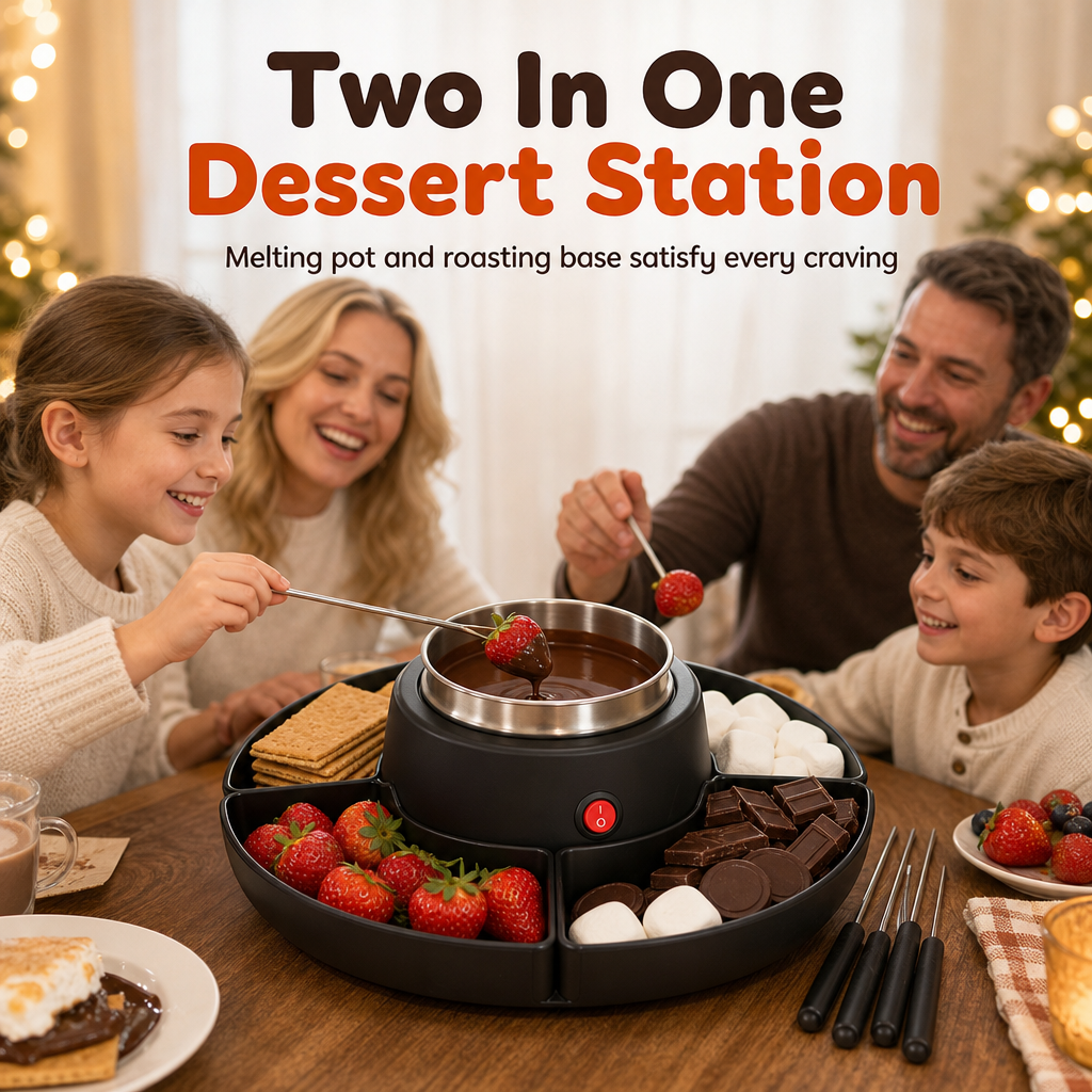 ⏳Begrenztes Angebot: 50% Rabatt⏰2-in-1 Elektrischer Schokoladen-Fondue-Schmelztopf und Röster-Set mit Obstplatte für Partys⚡♨️🧁