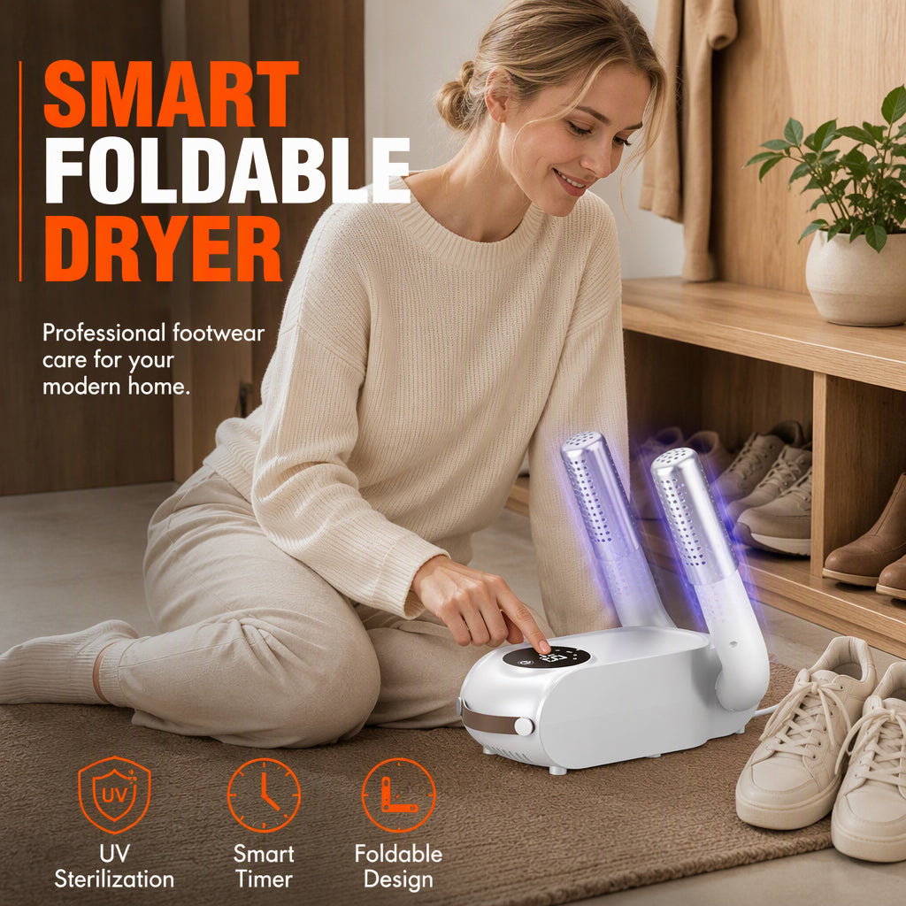 👟🔥 Faltbarer Schuhtrockner mit smartem Timer und UV-Licht – schnelle Trocknung, weniger Geruch und platzsparende Aufbewahrung für Sneaker, Stiefel und Alltagsschuhe ✨