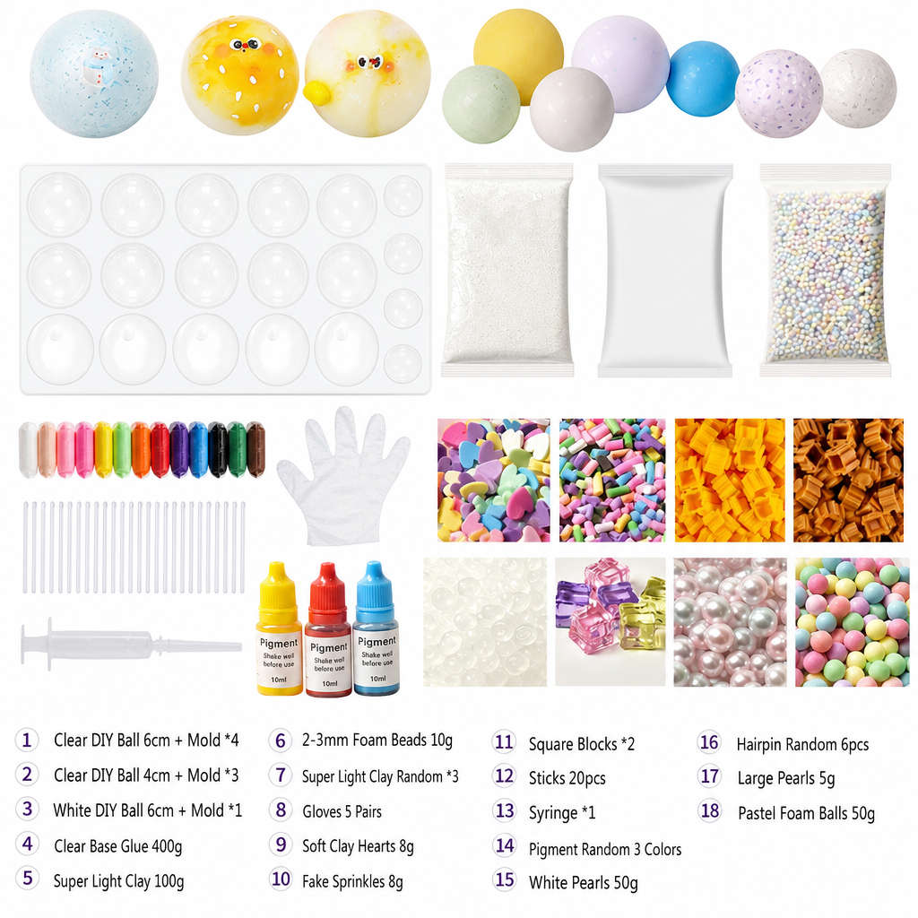 ⏳Zeitlich begrenztes Angebot⏳ DIY-Knetball-Bastelset – Squishy-Bälle selbst gestalten, mit weicher Füllung und langsamer Rückverformung, vier Setvarianten