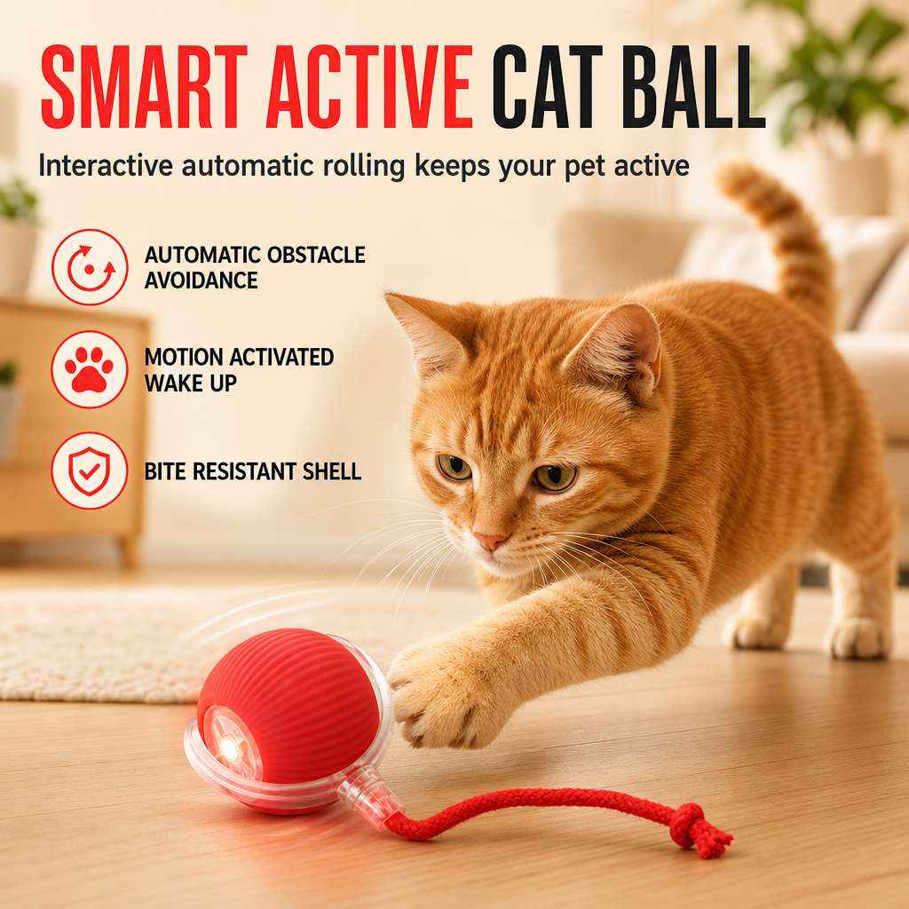 🎁Geschenkidee Heißer Verkauf 🐱🔥Intelligentes automatisches rollendes Katzenspielzeug mit Seil